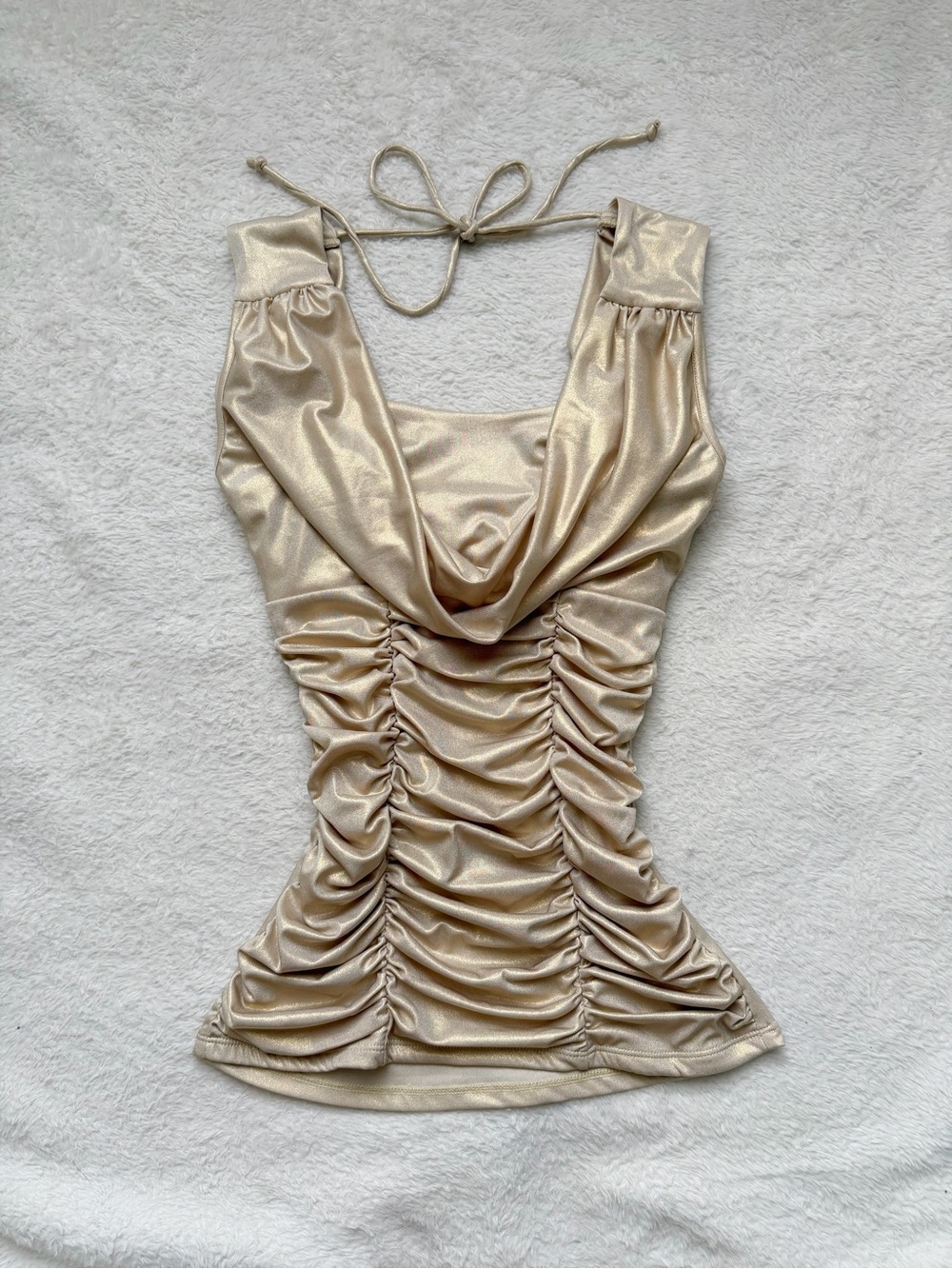 Insane Rare Vintage XOXO champagne gold cowl neck top